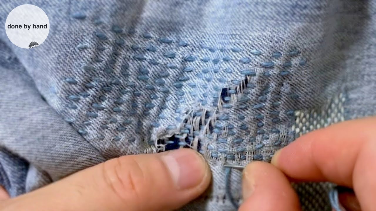 Sashiko stitching. how to fix holes in jeans.