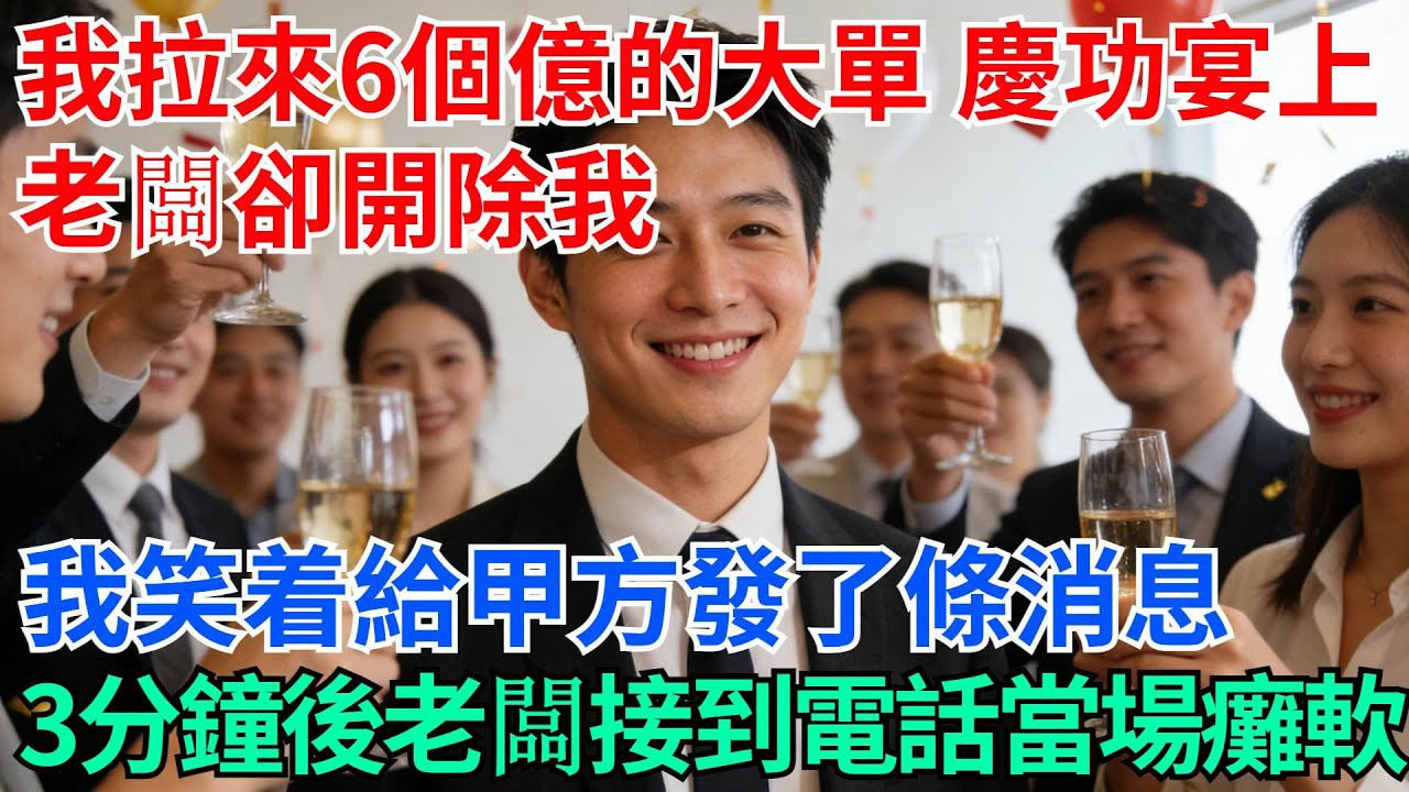 我拉來6個億的大單，慶功宴上老闆卻當眾開除我，我笑着給甲方發了條消息，3分鐘後老闆接到電話當場癱軟【奇趣天下】#奇聞#社會#完結爽文#職場#職場文化#生活見聞#好奇零零漆#談笑娛生#叉雞