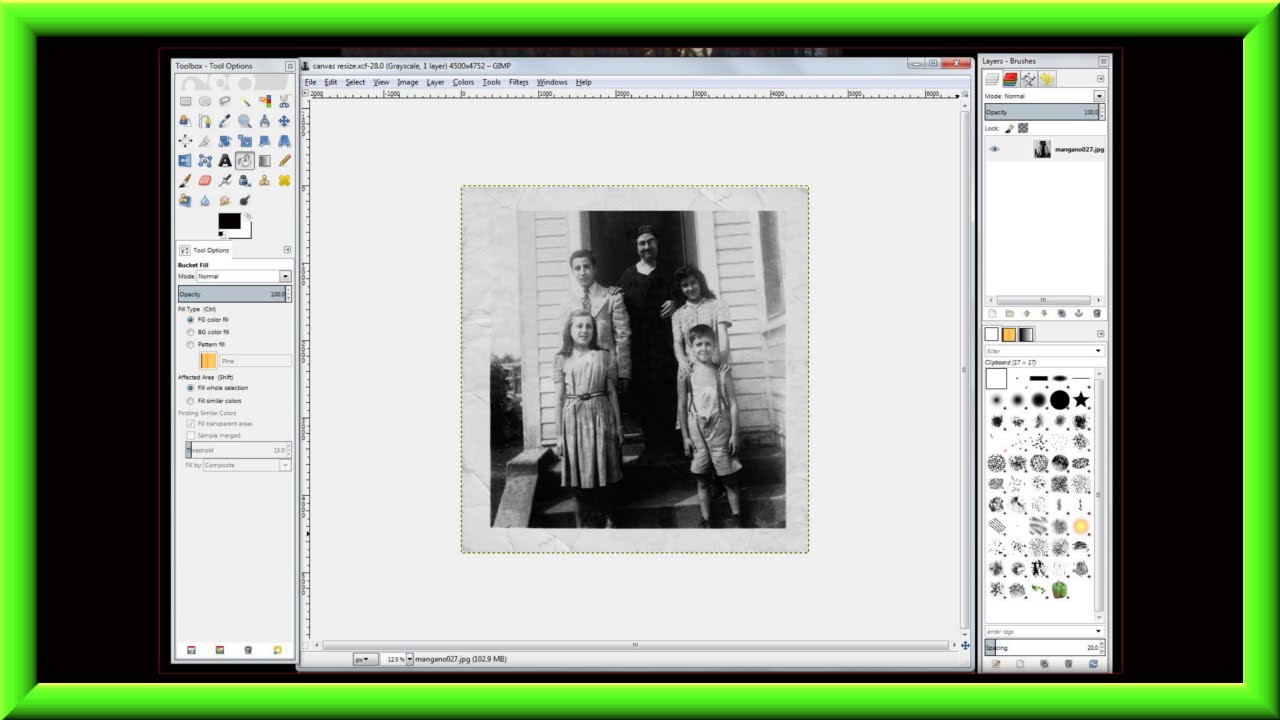 How To Add A Missing Border & Resize The Canvas Of A Photo Using Gimp