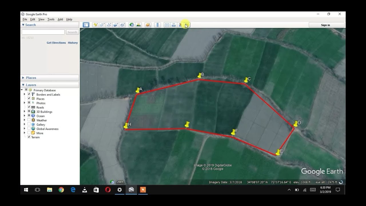 How to  create / draw boundary on Google Earth | property polygon