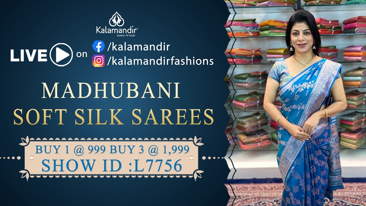 Madhubani Soft Silk Sarees - Buy 1- ₹999 Buy 3 - ₹1999 WhatsApp 9852 9852 99  Kalamandir Sarees LIVE