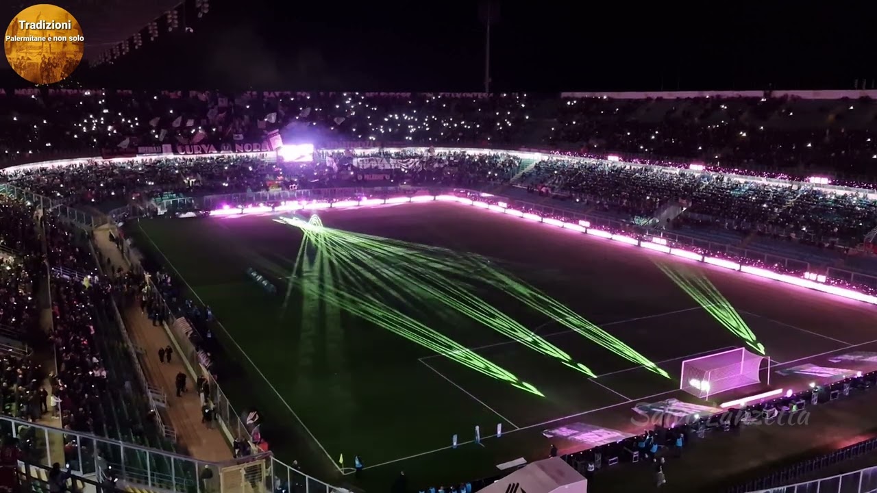 SPETTACOLO DI LUCI ED INGRESSO IN CAMPO PALERMO - PISA (4K) 31/01/2025