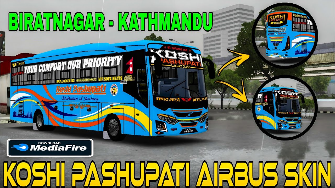 KOSHI PASHUPATI AIRBUS SKIN || BIRATNAGAR - KATHMANDU || MR. X BUSSID