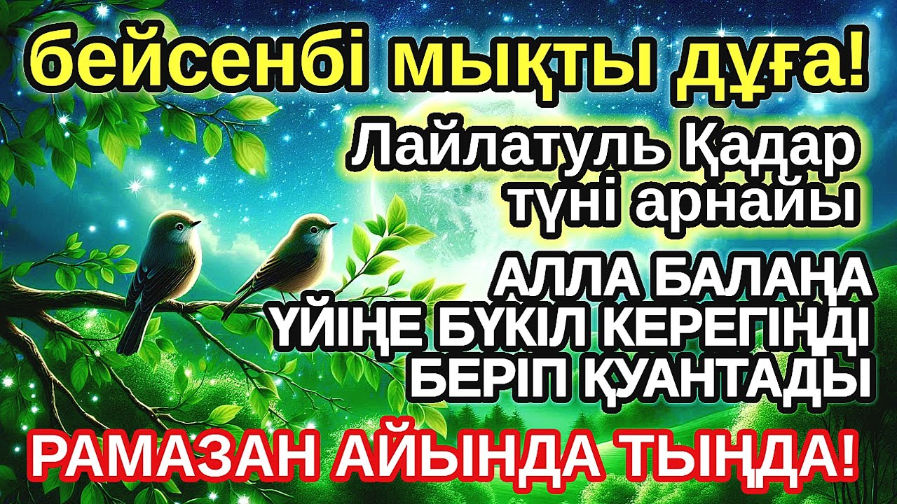 бейсенбі КҮНІ ЕҢ ҚҰДІРЕТТІ ДҰҒА! Алла бүкіл тілеуіңді және балаңа керектің бәрін беріп қояды,Құран