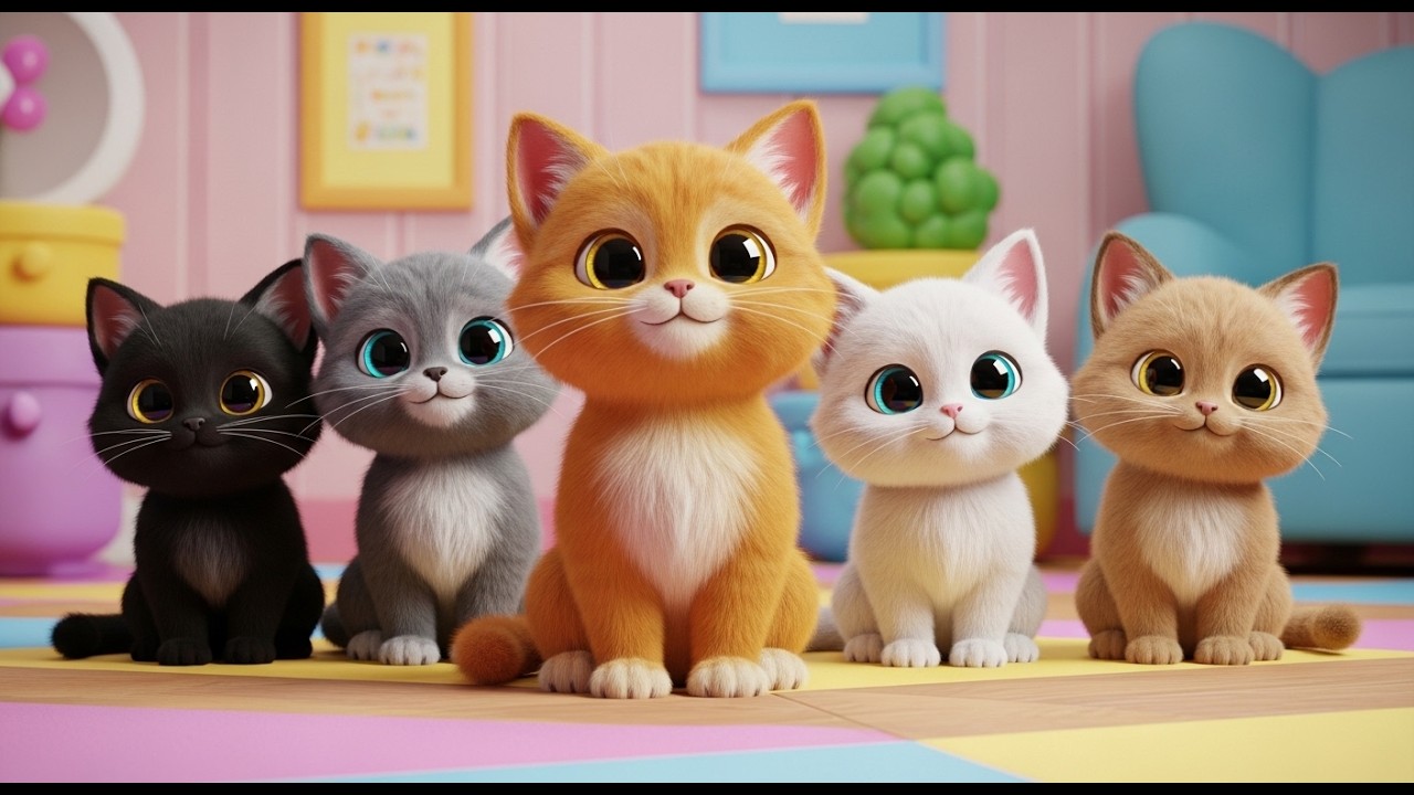 Five Little Kittens Purr Purr Purr | Sweet Cat Song & Lullaby for Toddlers