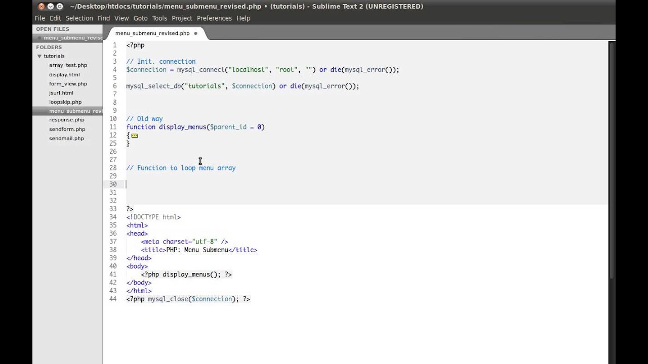 PHP Tutorial: Menu - Sub Menu in PHP/ MySQL - Revised