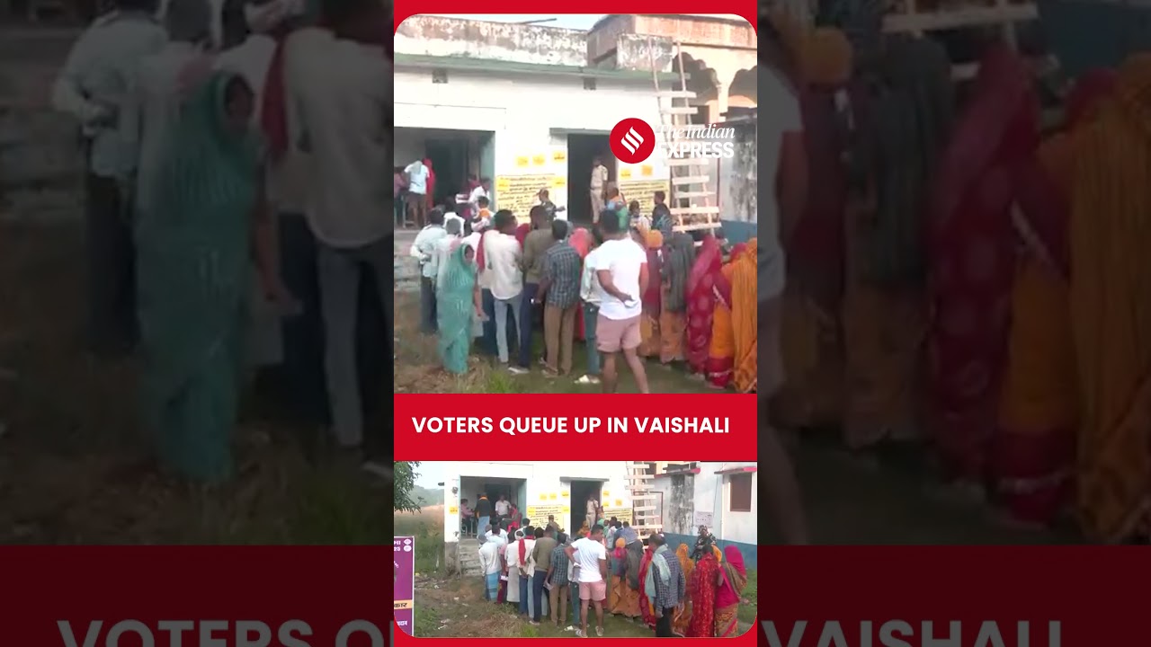 Bihar Assembly Election: Voters Outside A Polling Booth In Vaishali