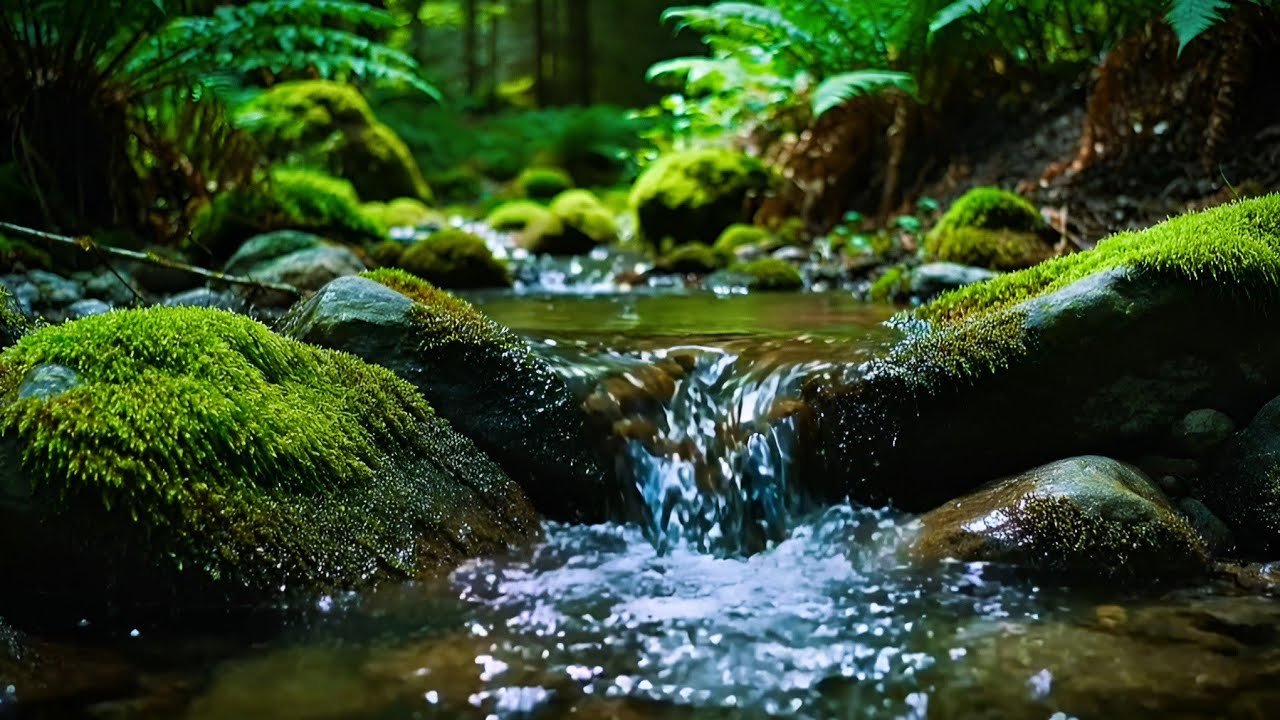Gentle River Flow Sounds with Soft Birdsong, Relaxing Forest Ambience
