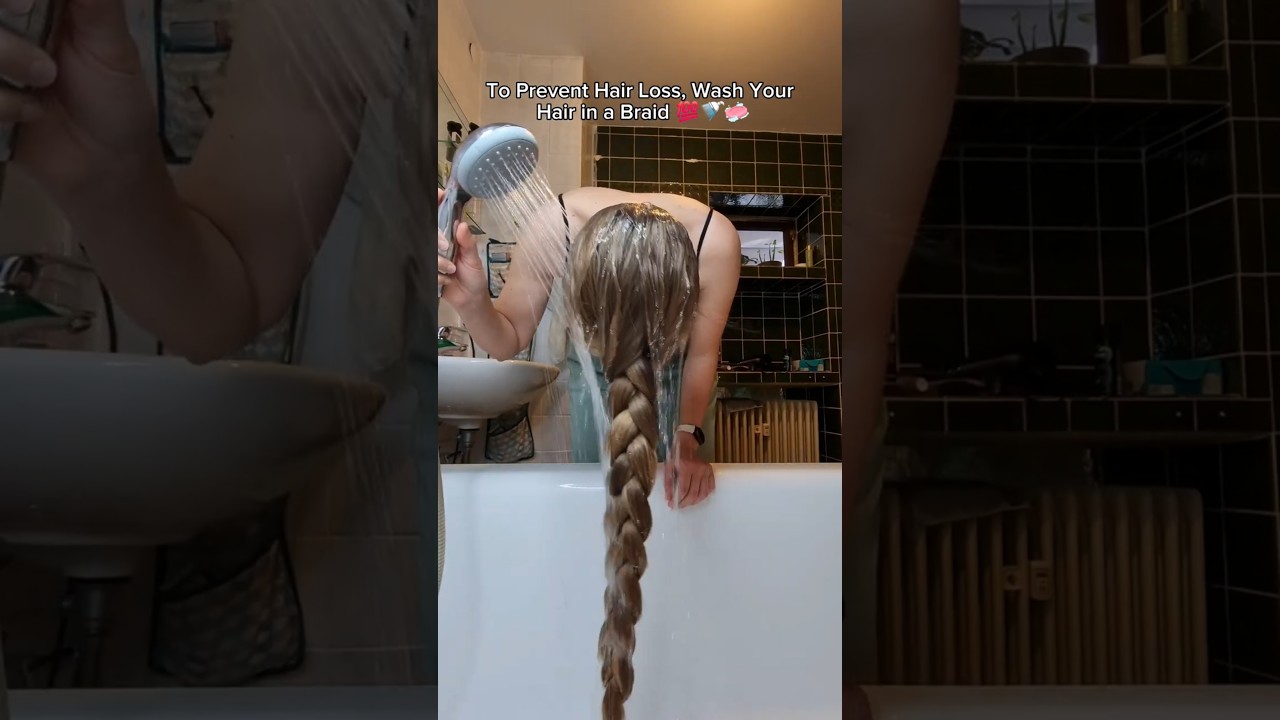 To Prevent Hair Loss, Wash Your Hair in a Braid 💯🚿🧼 #longhair