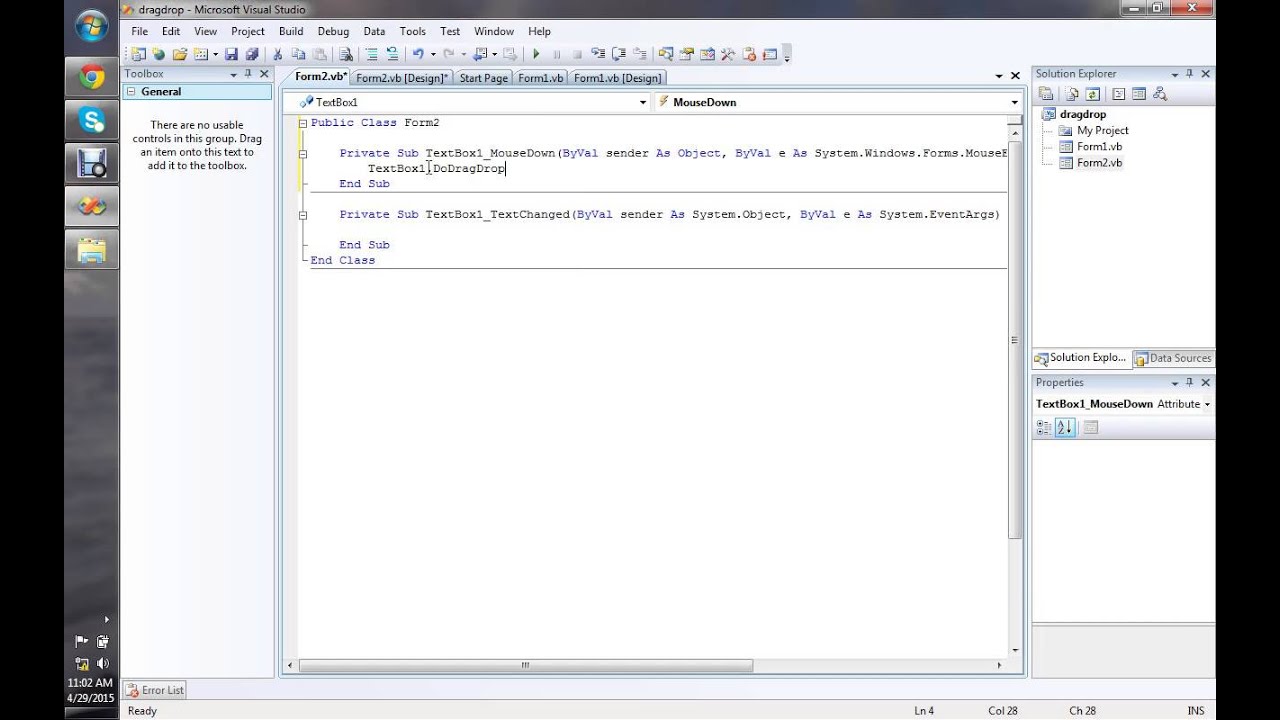 Basic DragDrop Example in VB.NET