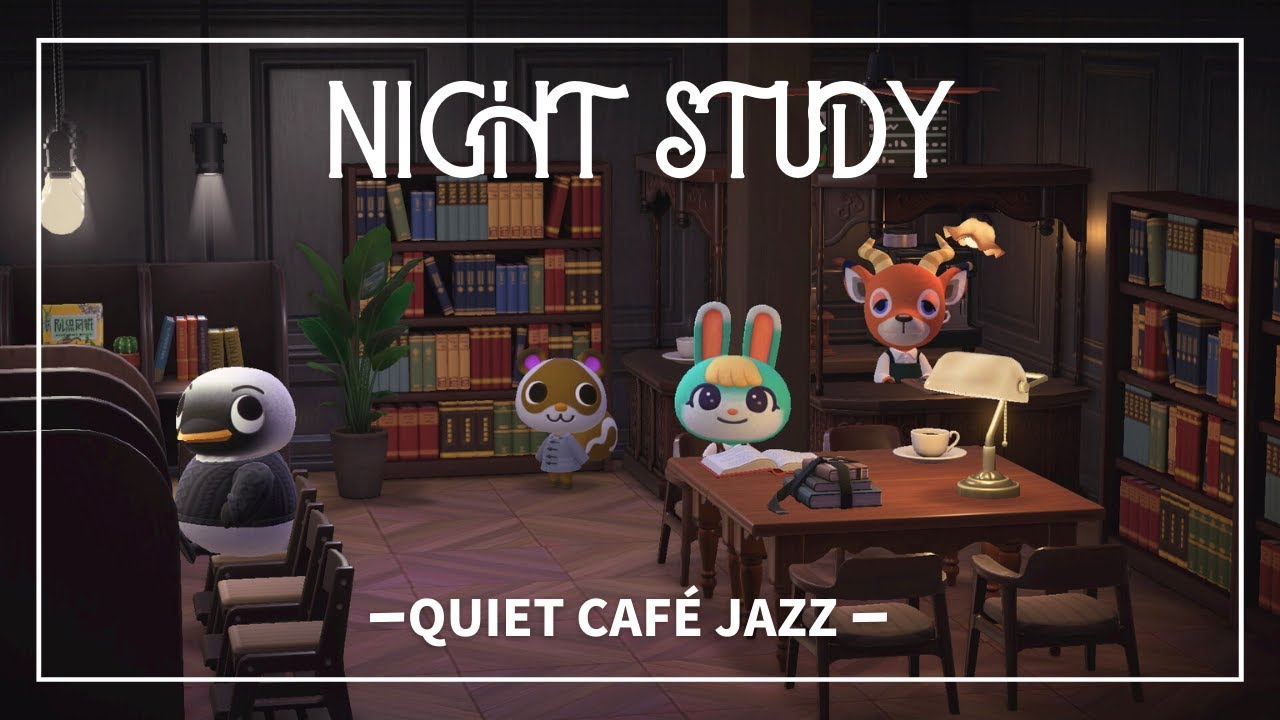 [ACNH BGM] Night Study Café Jazz | Quiet Piano for Studying & Reading (3 Hours)