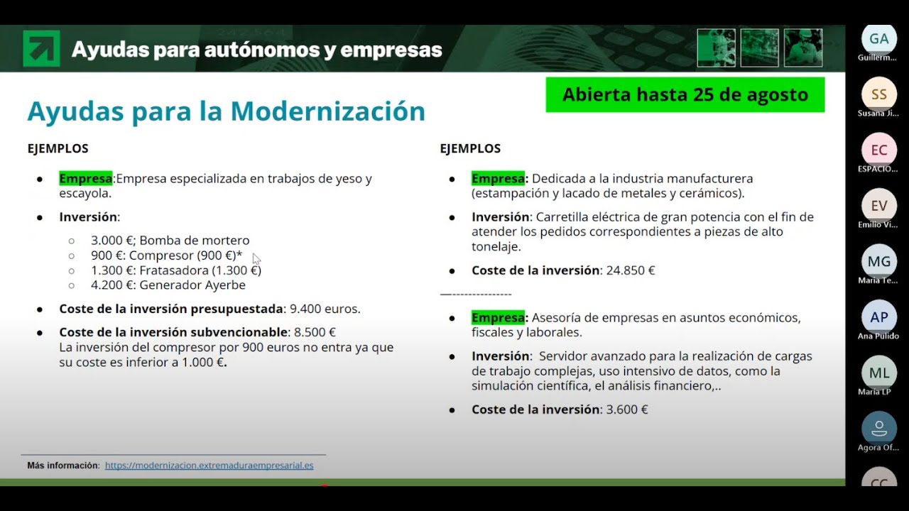 Webinar sobre las ayudas para la modernización