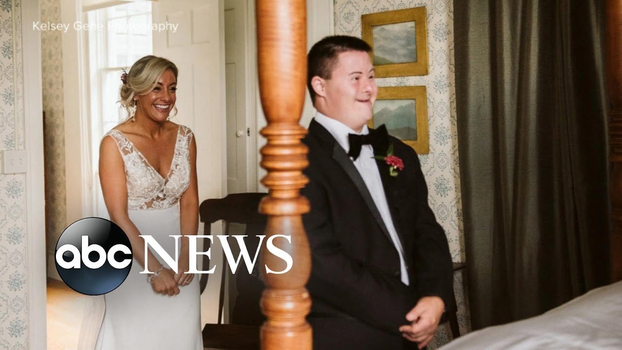 Woman captures tearful moment her brother sees her dressed as a bride
