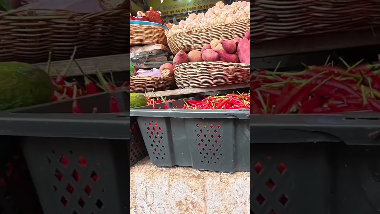 Cambodia Morning Market &ndash; Real Local Life & Street Food, Fresh meats, and vegetables.
