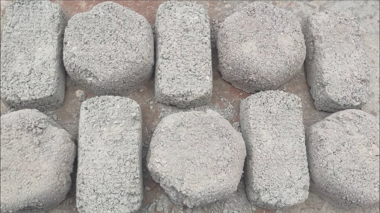 concrete asmr bowls+bar shapes dry crumbling on floor | ASMR satisfying