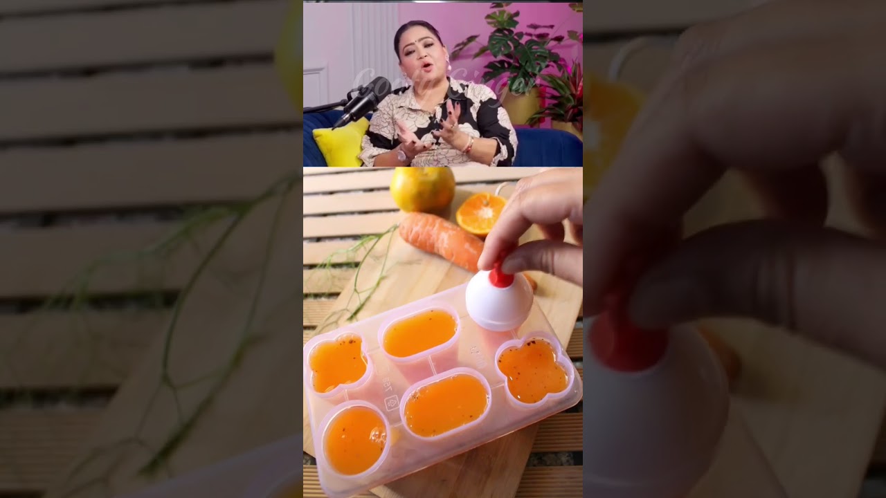 Watch #bhartisingh love for homemade food | Orange Popsicle without sugar #celebrityrecipe #popsicle