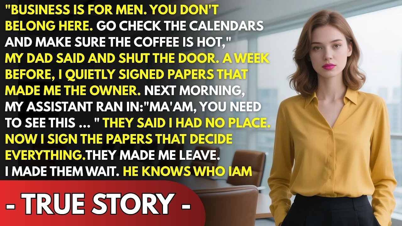 MY DAD BANNED ME FROM THE BUSINESS MEETING — HE WENT PALE WHEN THE BOARD SAID  SHE OWNS THE COMPANY