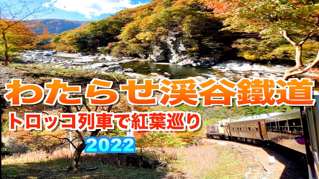 【わたらせ渓谷鐡道の紅葉めぐり2022】【トロッコ列車】【美しい紅葉の車窓】／【群馬県 桐生市～栃木県 日光市】／４Ｋ／Watarase Valley railway Autumn leaves