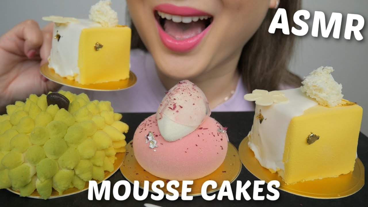 ASMR Mousse Cakes *Yuzu, Durian and Peach Oolong Mousse Cakes NO TALKING FOOD Sounds | N.E Let's Eat