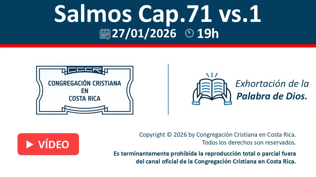 Santo Culto a Dios 27-01-2026 -  Salmos Cap.71 vs.1 - 19:00Hs/7:00pm.