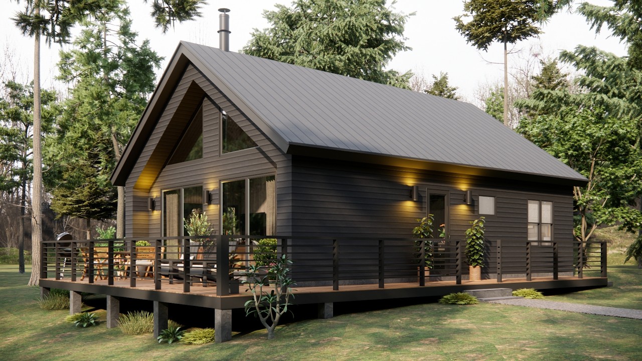26'x32' (8x10m) Stunning Wrap-Around Porch Cabin - Sleek Design Meets Cozy Comfort