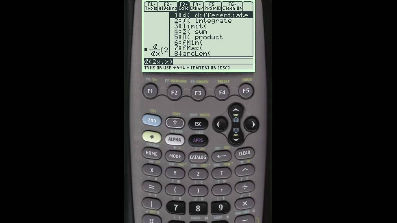 Finding Derivatives using your TI 89 calculator