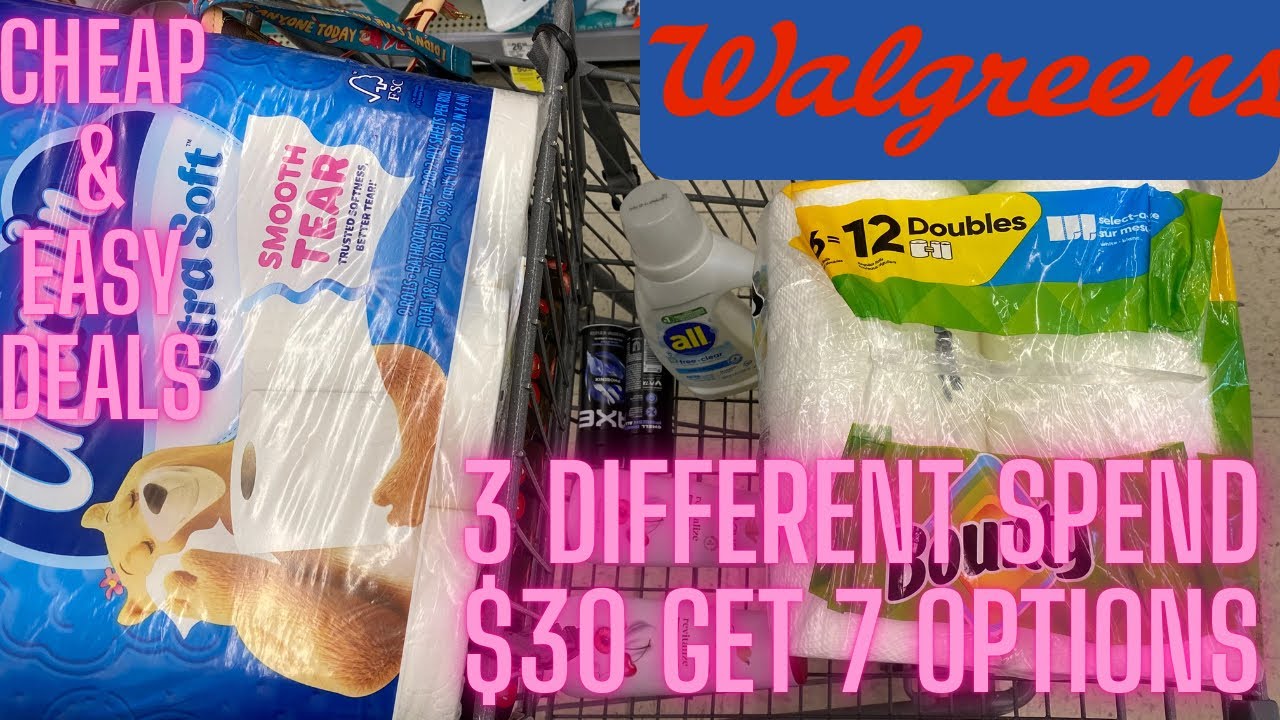 Walgreens couponing deals 2/8-2/14 3 scenarios for the spend $30 get $7  