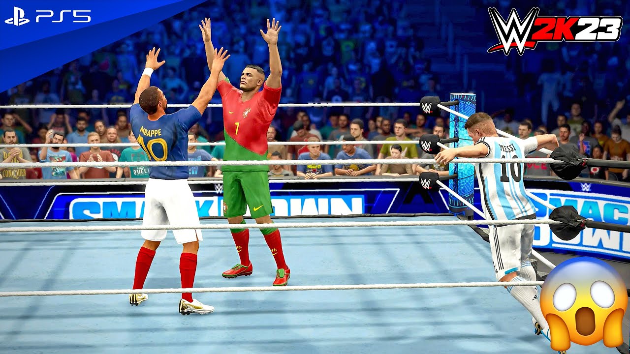 WWE 2K23 — Криштиану и Мбаппе против Месси и Неймара — командный матч Extreme Elimination | PS5™ ...