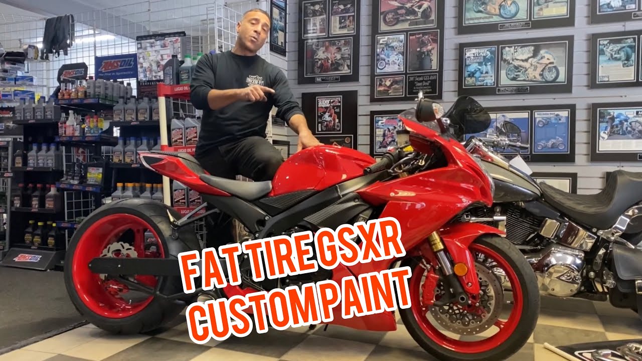 FIRE FIGHTERS CUSTOM FIRETRUCK RED PAINTED FAT TIRE GSXR ALL DONE! - TRICKED OUT CYCLES