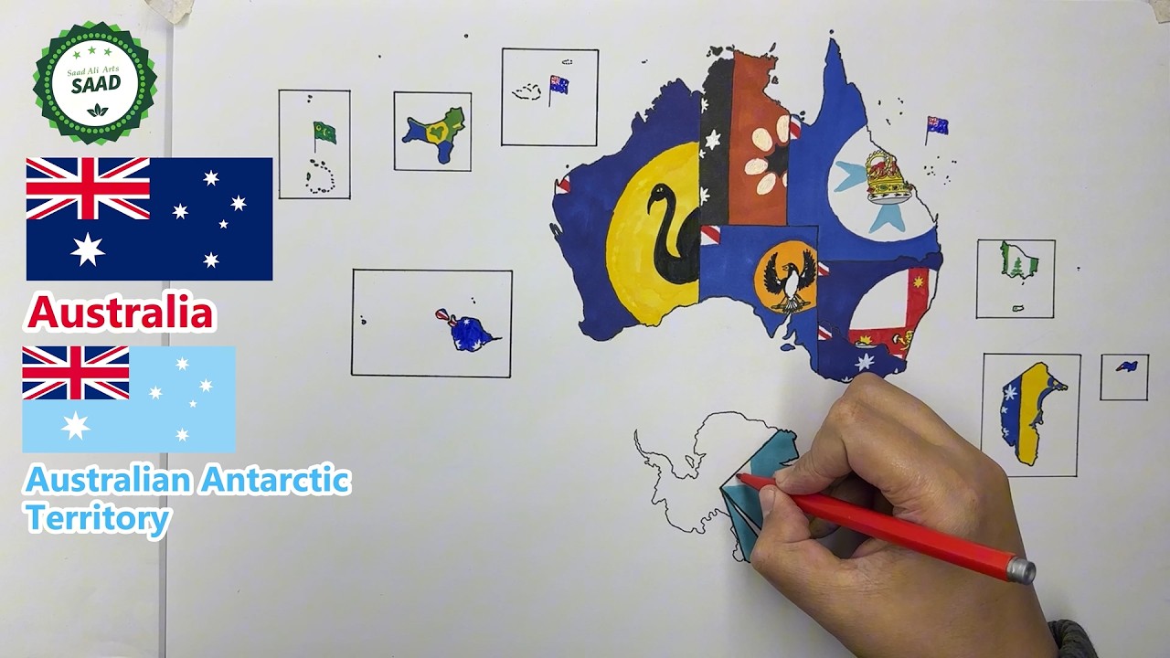 Drawing Australia States flag map 🇦🇺 | Australian States and territories flag map drawing