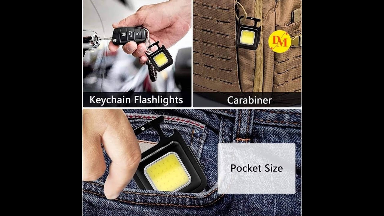 Mini LED Keychain Flashlights Multifunctional Portable COB Work Light USB Charging