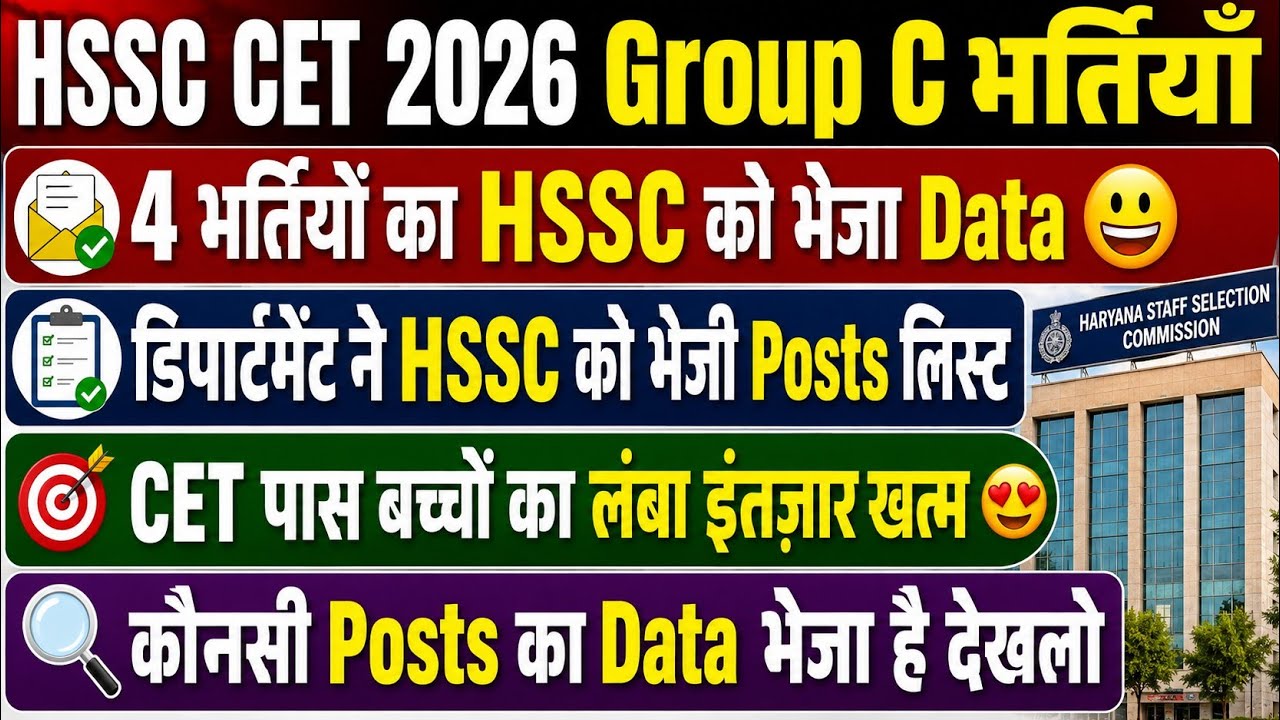 HSSC CET 2026 Group C Recruitment | Data for 4 Recruitments Sent to HSSC | Good News for CET Qual...