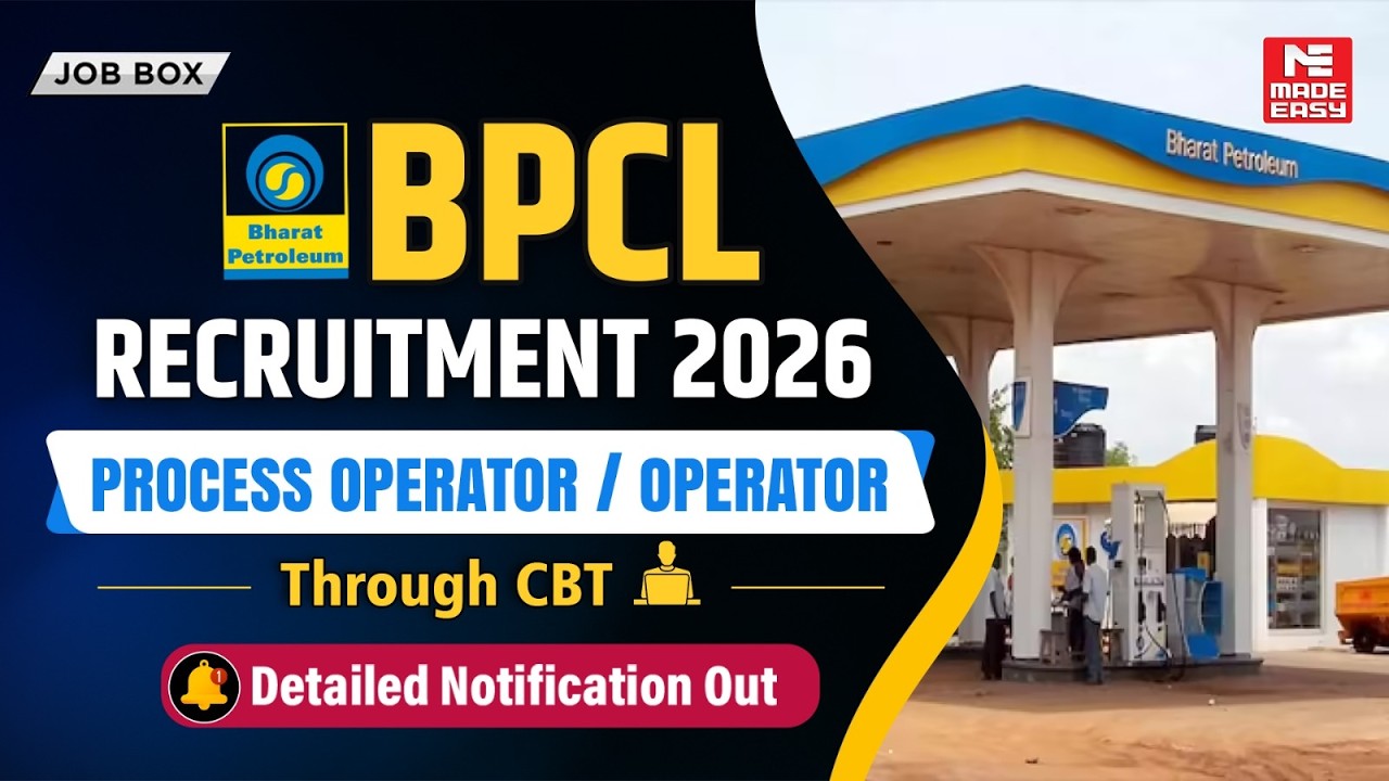 BPCL Recruitment 2026 Out | Process Operator & Technician Jobs | CBT | Diploma Jobs | BPCL Vacancy