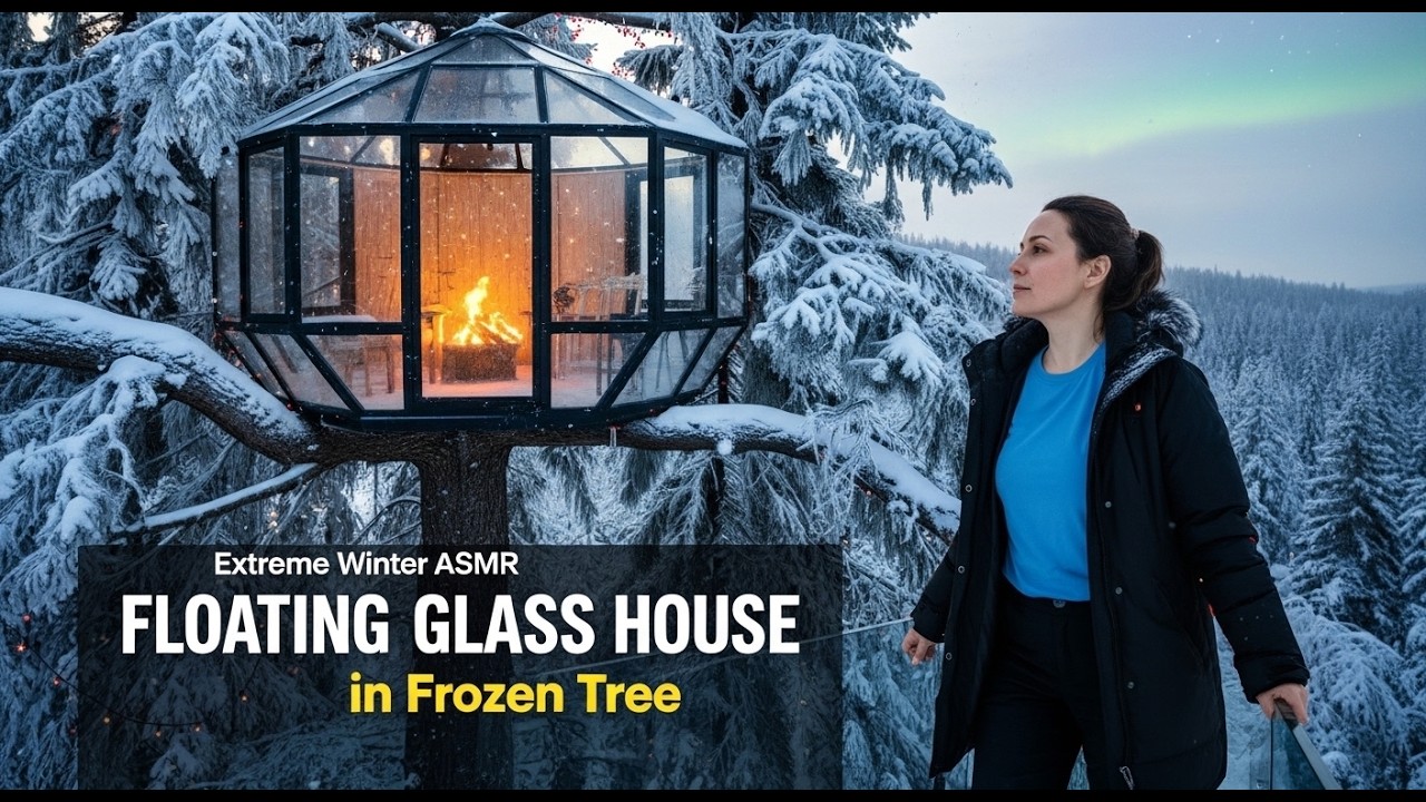 I Built a Floating Glass House on Top of a Frozen Tree – Extreme Winter Survival ASMR