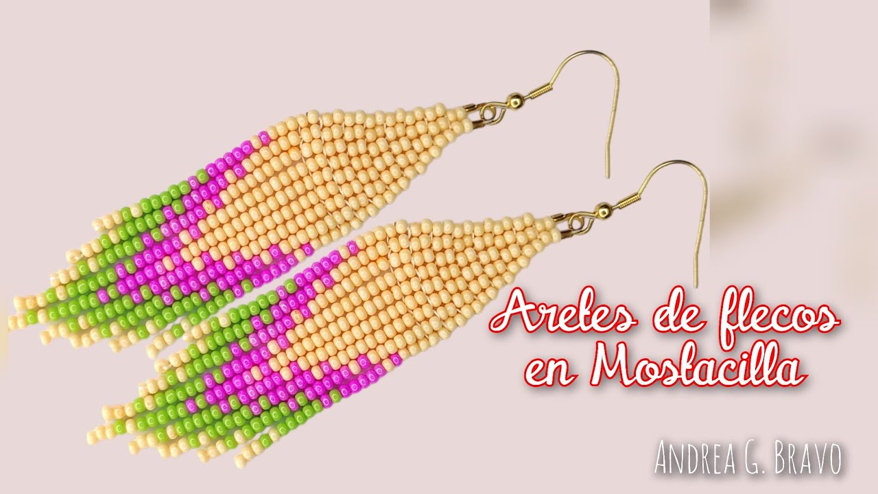 💚ARETES CON FLECOS EN MOSTACILLA,Paso a paso