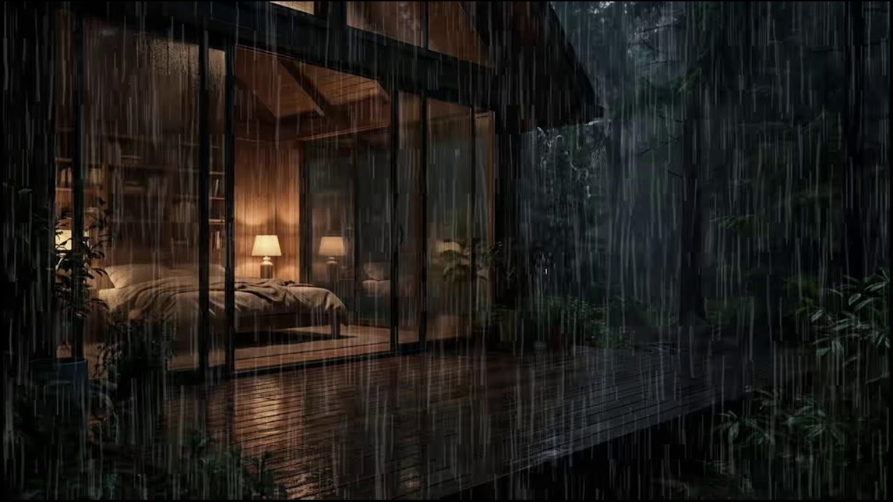 Rainy Night in a Forest Cabin 🌲 | Soft rain ambience with steady rain sounds for deep relaxation