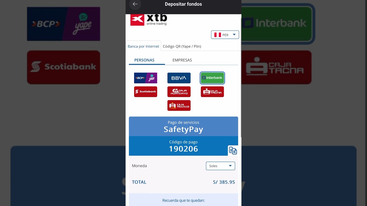 Como depositar en XTB desde Peru