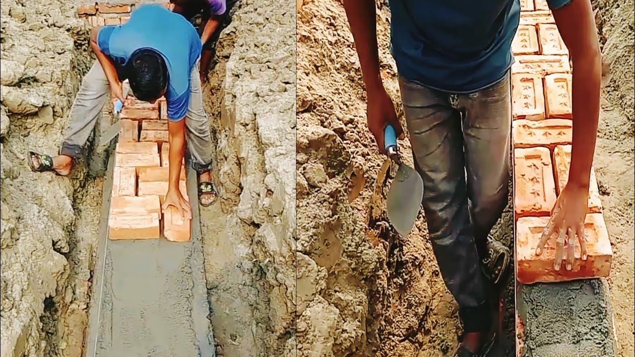 নতুন নিয়মে ১৫/১০ ইঞ্চি গাঁথুনির করার সঠিক কৌশল।১০ ইঞ্চি ইটের গাঁথুনির করার নিয়ম। village c.....