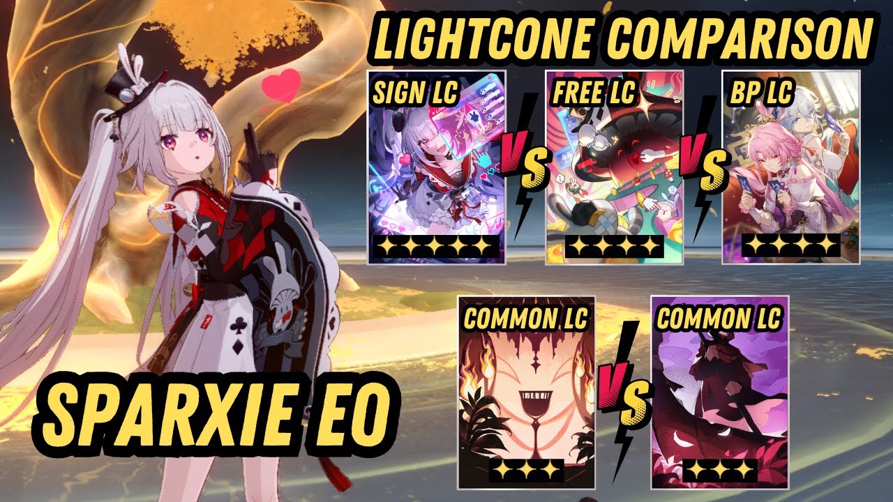 V1 | Sparxie E0 Lightcone Comparison | Signature LC Vs Free LC Vs BP LC Vs Two 3-Star LC | MOC 4.0