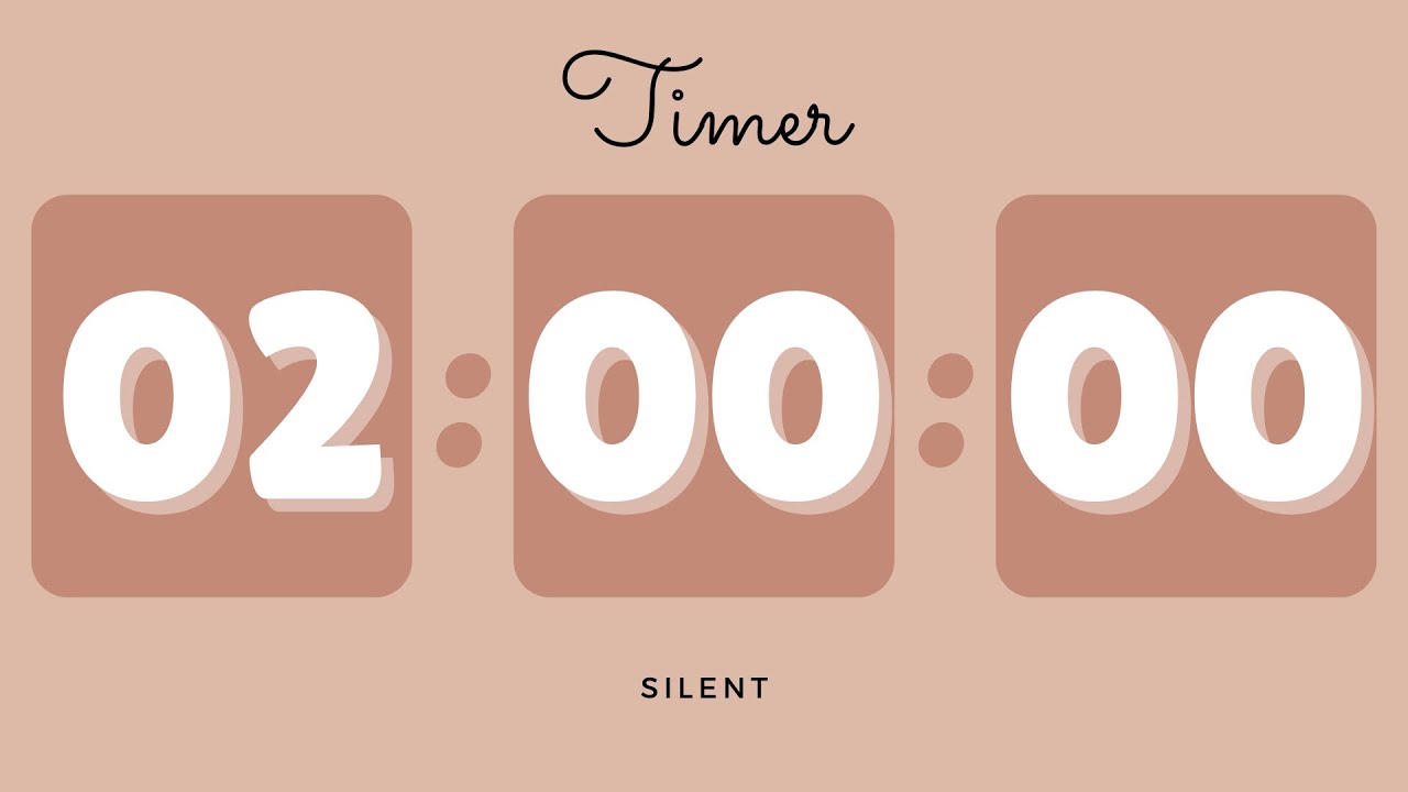 🍄&zwj;🟫 2 Hours Silent Timer with Cute Ending Alarm | Pastel Brown Timer