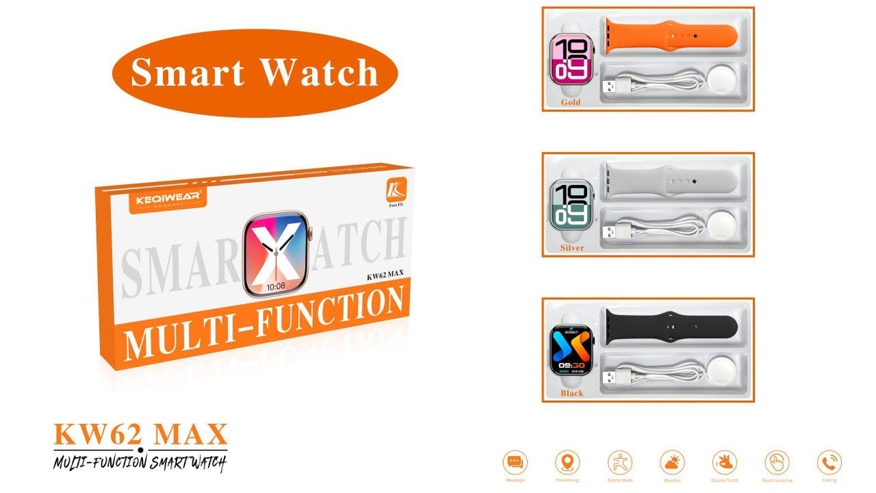 KEQIWEAR GERMANY KW62 MAX MULTI-FUNCTION SMART WATCH / Single 1 Straps Band / Wireless Charging