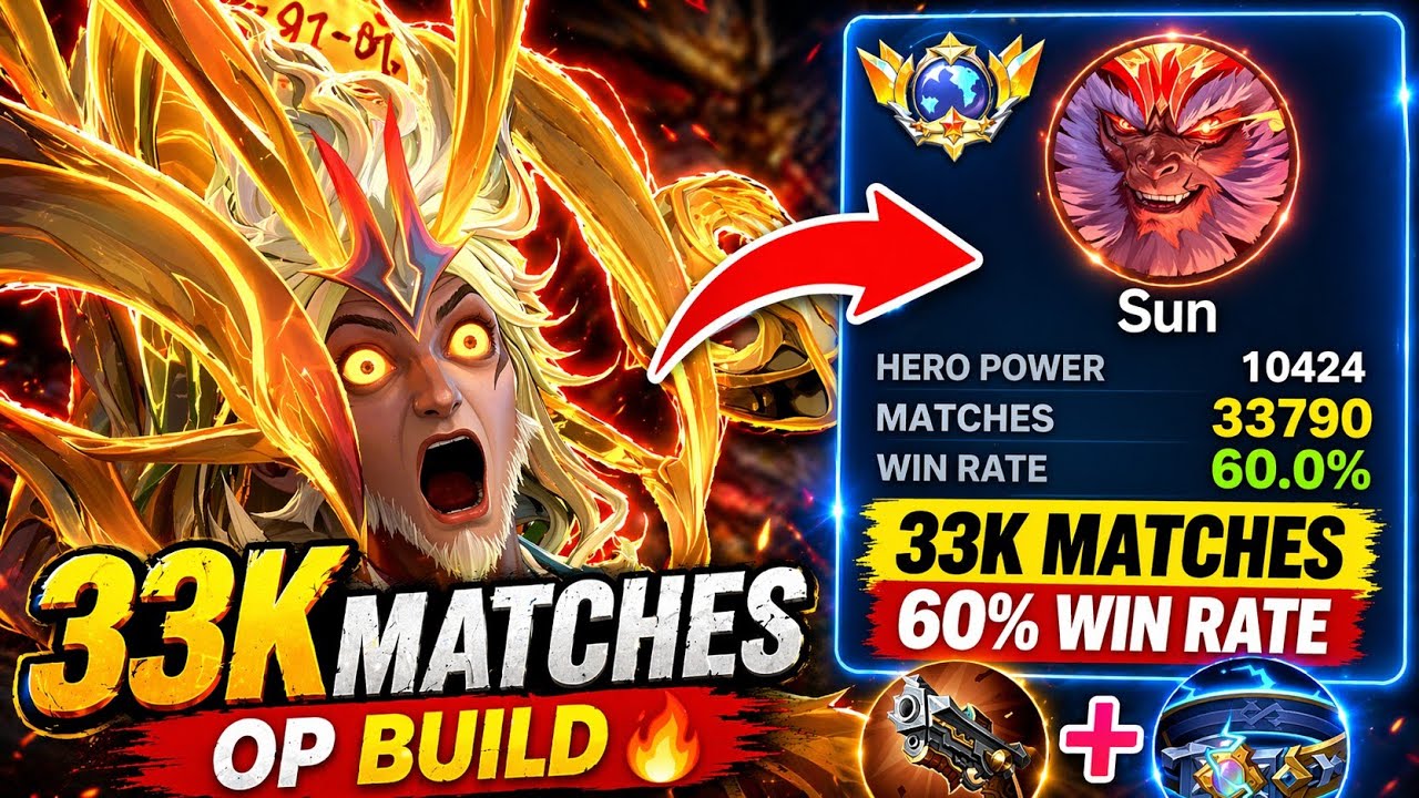 I USED 33K MATCHES SUN USERS BUILD . OVERPOWERED BUILD 😈 IMMORTAL SOLO RANK.