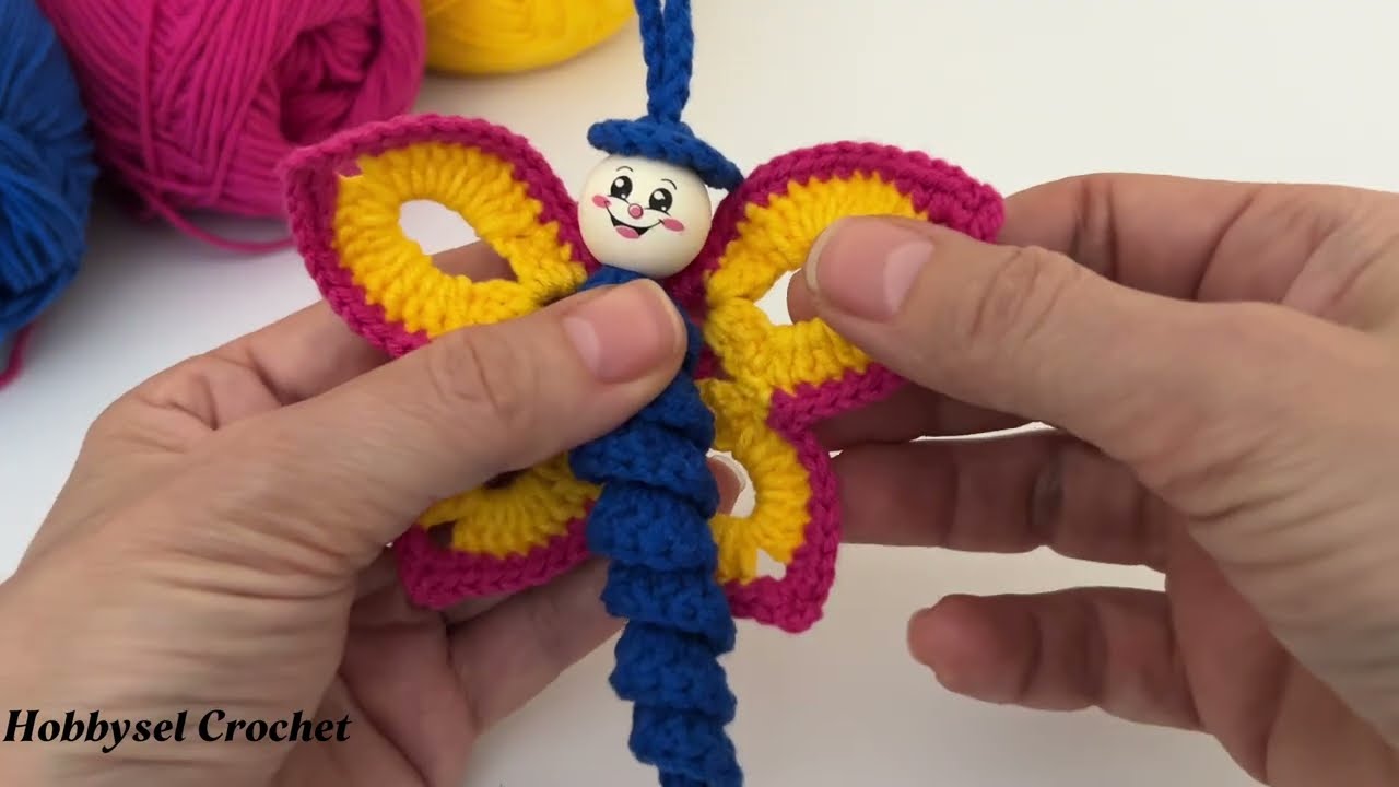 🧶 Cutest Crochet Worm to Butterfly Keychain | Easy DIY Gift Idea for Beginners