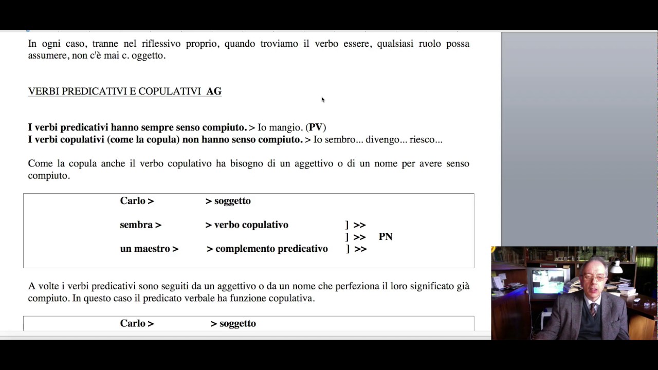 COPULA - VERBI COPULATIVI E PREDICATIVI - PARTE NOMINALE - PREDICATIVO