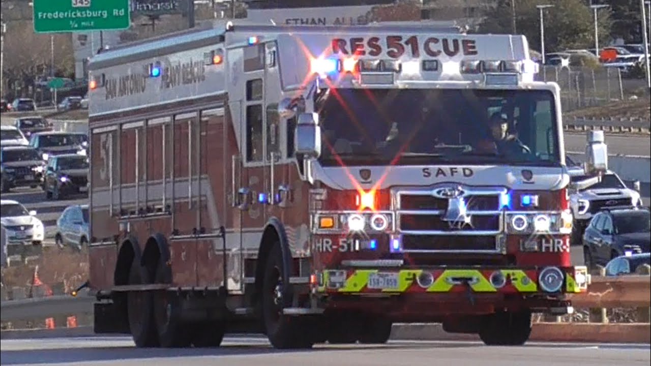 San Antonio Fire Department Platform & Heavy Rescue 51 Responding 