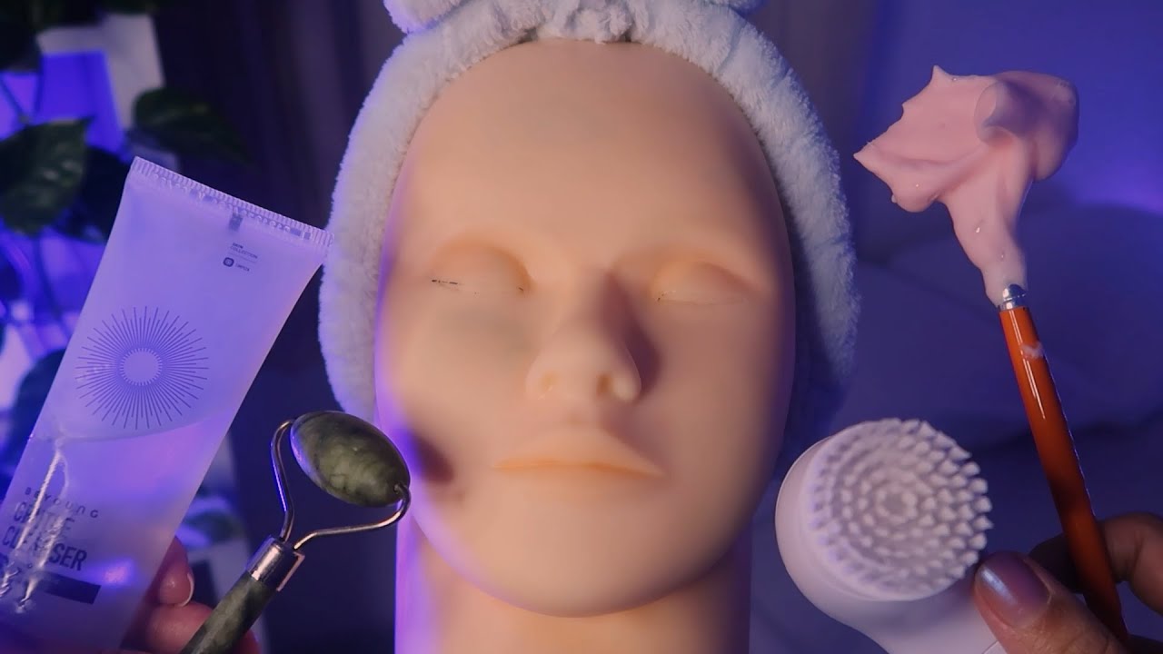ASMR | Limpeza de pele super relaxante em manequim