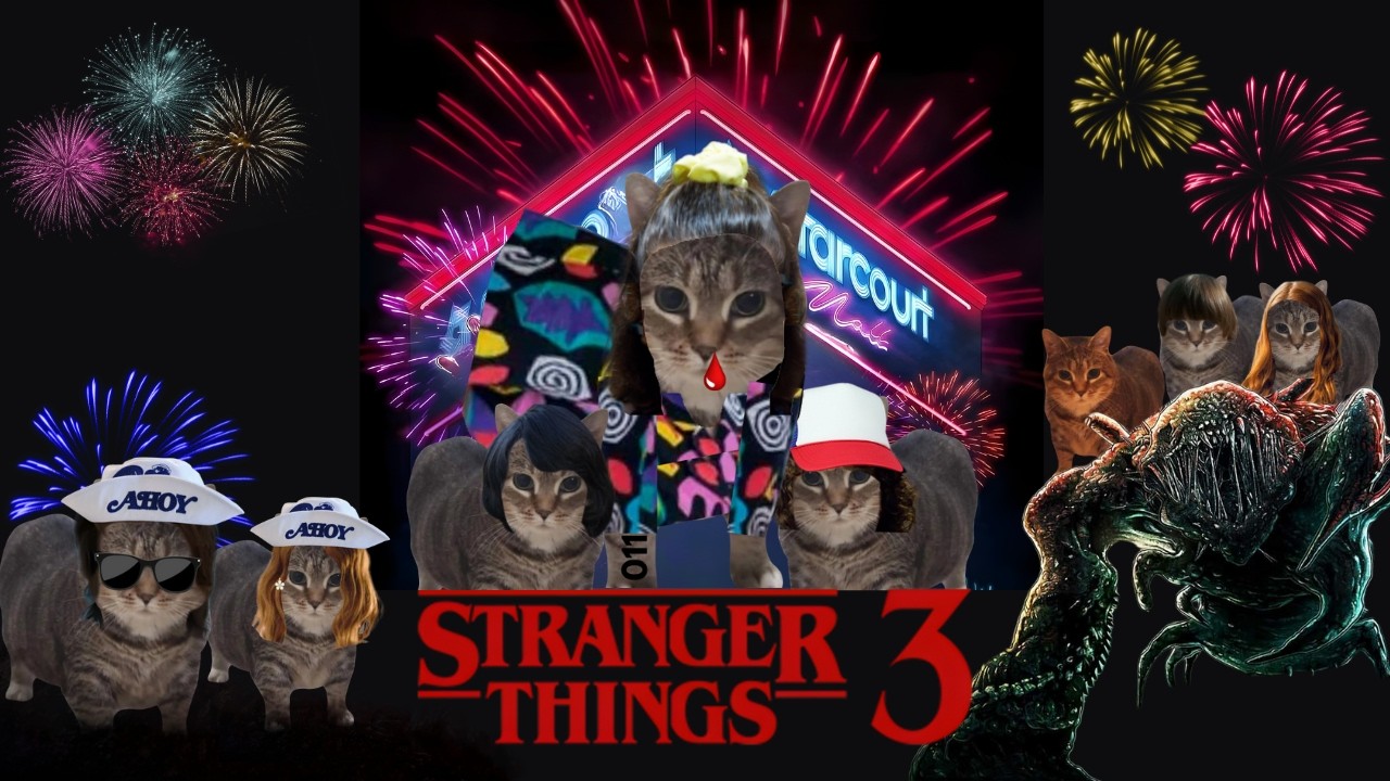 STRANGER THINGS temporada 3 , episodio completo (meme de gatos)
