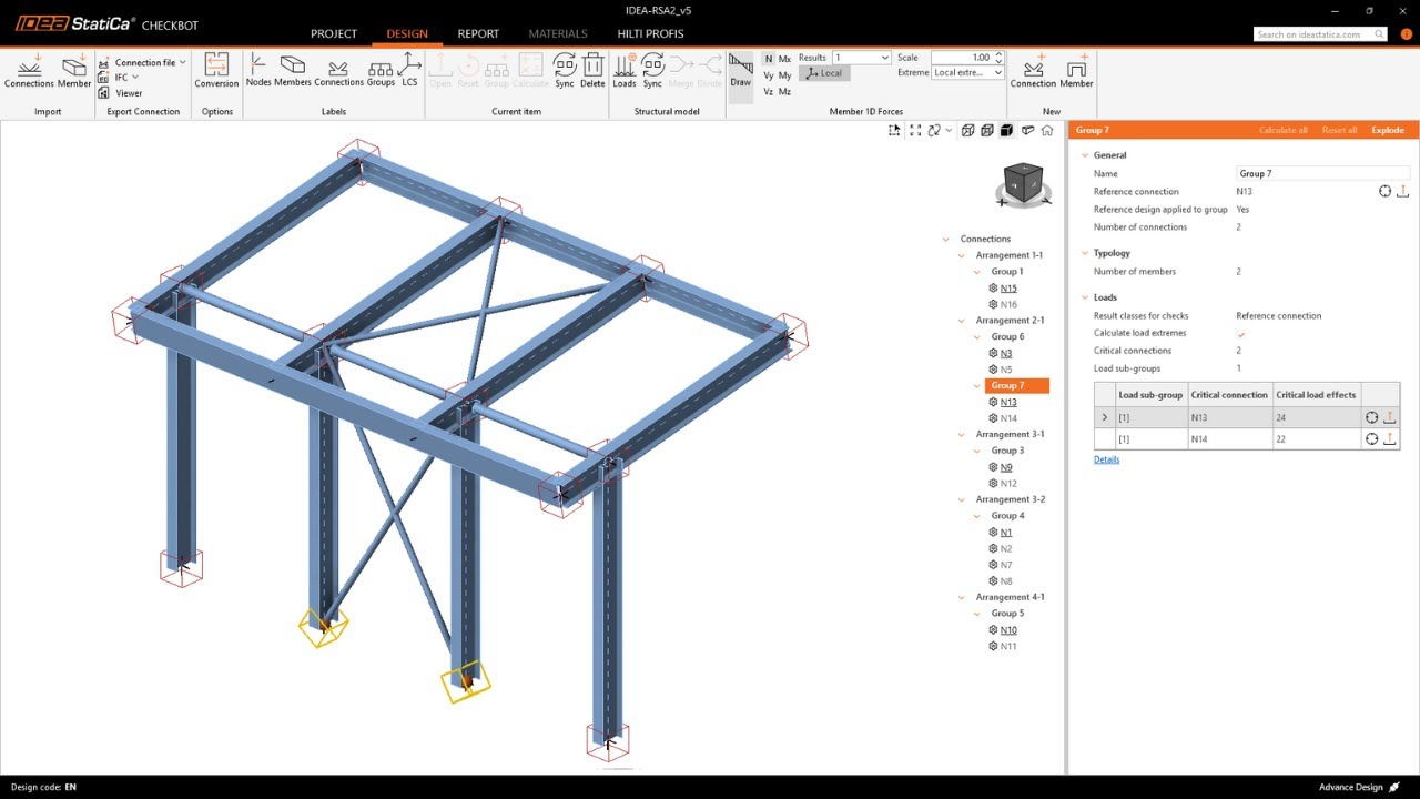 Advance Design 2026 to IDEA StatiCa workflow via Checkbot for steel structures