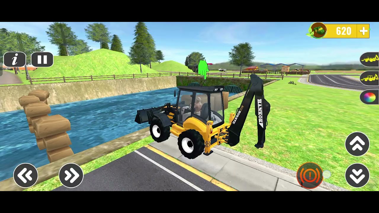 New JCB eco export machine loading wooden  in big dump truck  bridge work