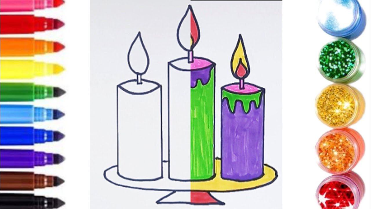 #How to draw Candle 🕯️#easy birthday candles drawing